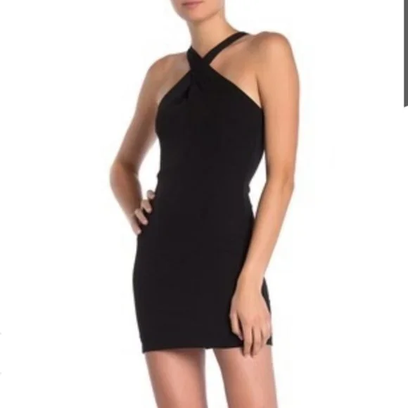 Velvet Torch | Dresses | Velvet Torch Cross Front Halter Black Mini Dress  Size Large | Poshmark